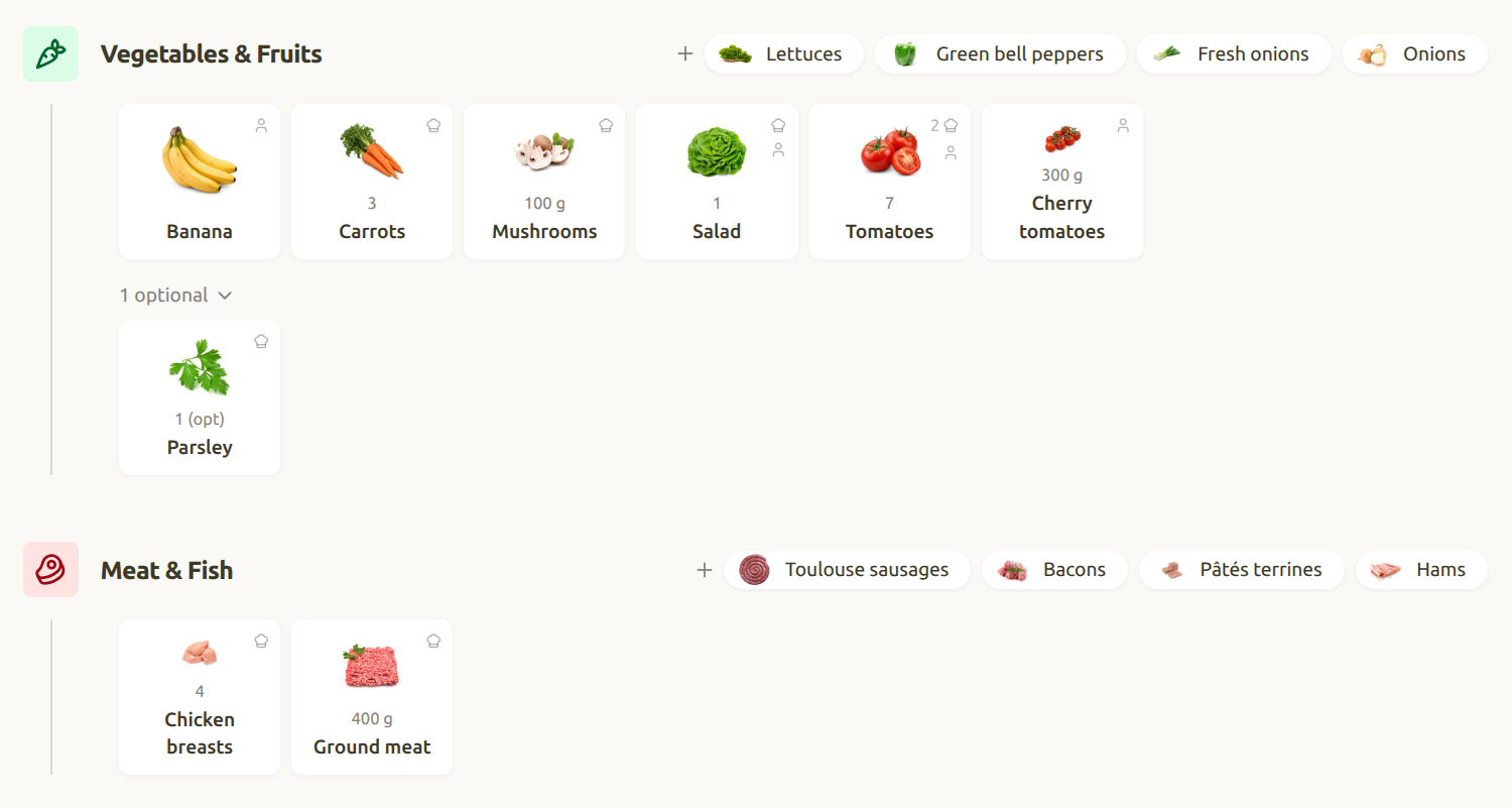 Merged shopping list