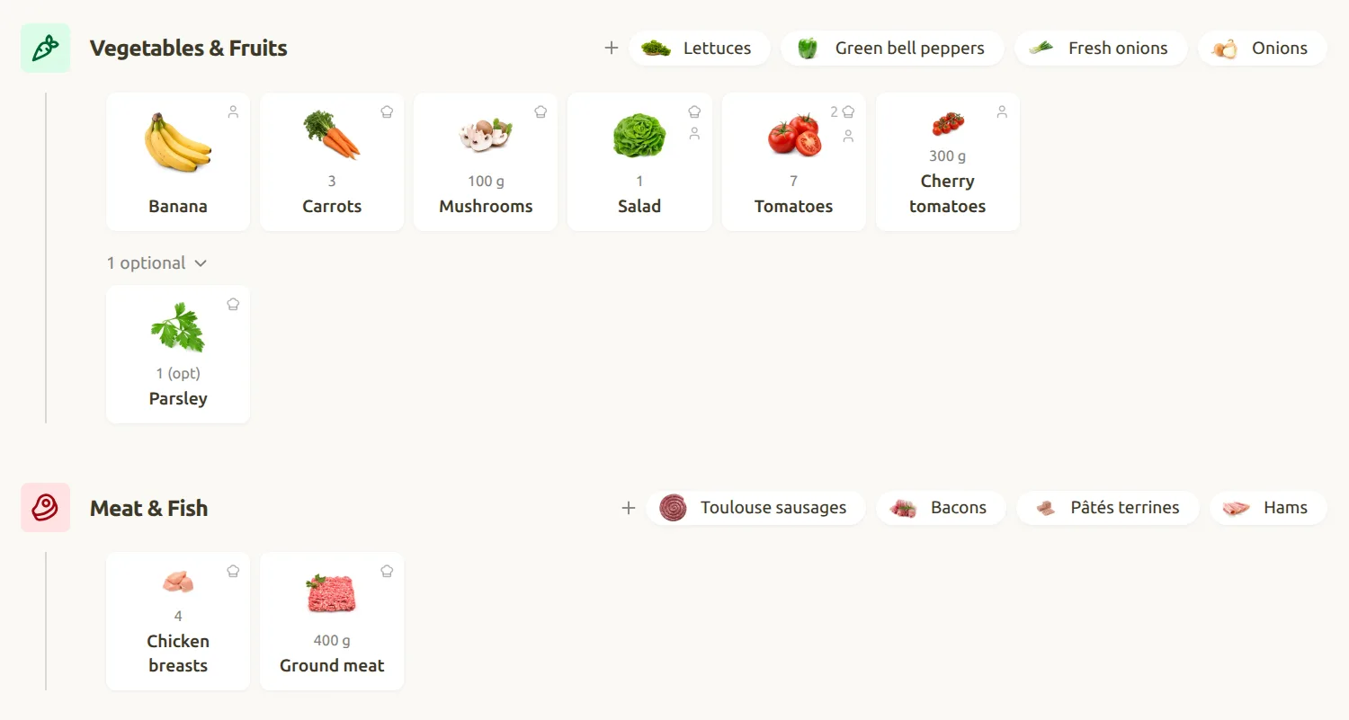 Merged shopping list